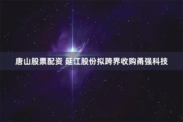 唐山股票配资 延江股份拟跨界收购甬强科技